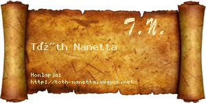 Tóth Nanetta névjegykártya